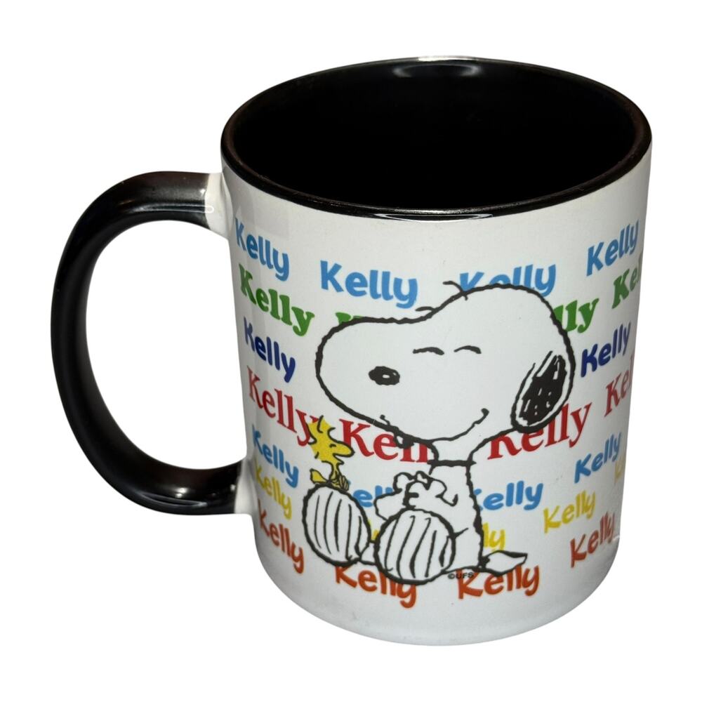 Snoopy Woodstock Kelly Name Mug Peanuts Orca Coatings Black Interior